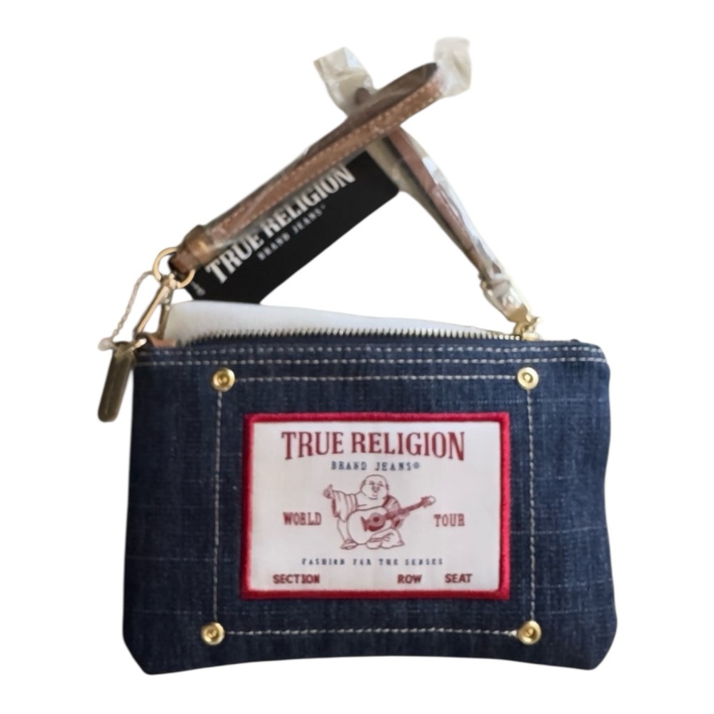 True Religion Denim Wristlet Pouch Buddha NWT Y2K